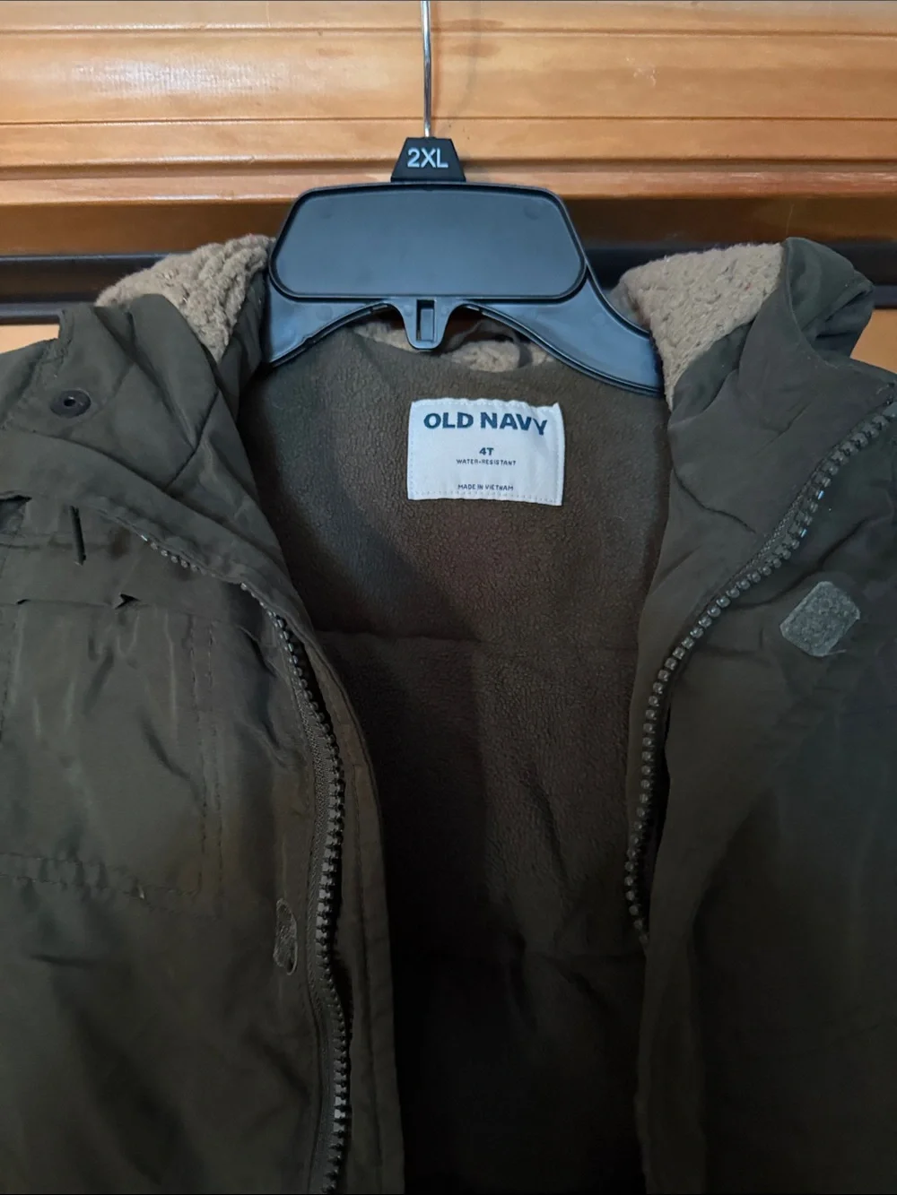 Old Navy Kids' Olive Green Hooded Puffer Jacket